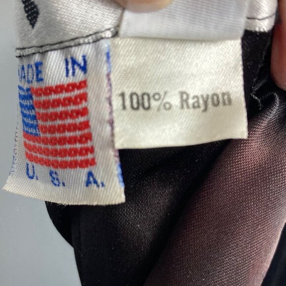 Vintage 80s Tadashi Black Velvet Dress 4 Organza Ruffle Bottom Long Sleeve - Picture 4 of 11